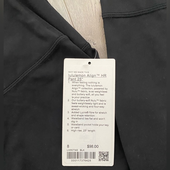 ⭐️ Lululemon Align High Rise 25” Tight Black Size 8⭐️ - Picture 7 of 8